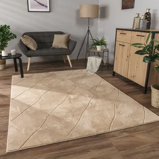 Paco Home Kurzflorteppich 80 x 150 cm Beige/Grau
