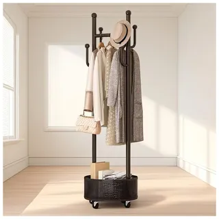 glmjyydslwx Garderobenständer aus Metall - Garderobe mit Haken and Kleiderstangen - auf Rollen - Stabiler Kleiderständer - bis 80 kg - für Schlafzimmer Ankleidezimmer - 60/80/100x32x170CM