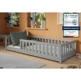 Kids Collective Jugendbett Bodenbett 90 x 190 cm Kiefer grau