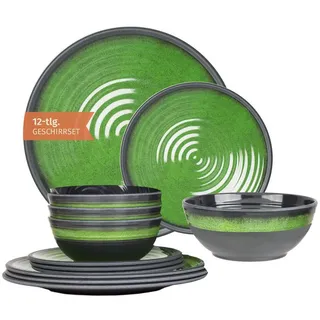 Moritz Geschirr-Set Camping Geschirr Stone Green 12-teilig