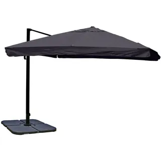 Moderne-Wohnideen Gastronomie-Ampelschirm MCW-A96, 3,5x3,5m (Ø4,95m) Polyester/Alu 25kg ~ Flap, anthrazit mit Ständer, drehbar