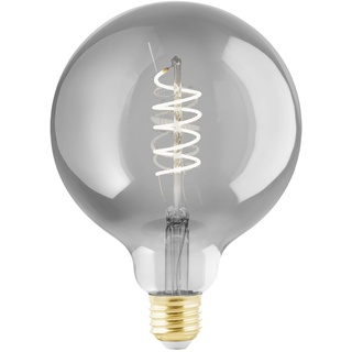 EGLO connect.z Smart-Home LED Leuchtmittel E27, G125, ZigBee, App und Sprachsteuerung Alexa, dimmbar, warmweiß, 4 Watt, Vintage-Glühbirne Rauchglas