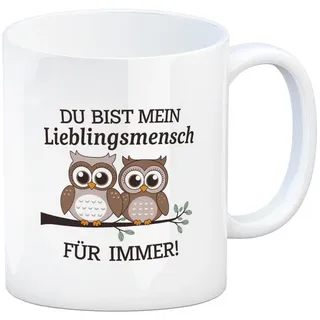 speecheese Tasse Zwei niedliche Eulen Lieblingsmensch Kaffeebecher