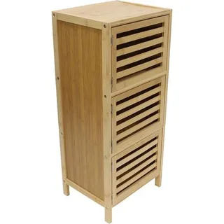 Dekoleidenschaft Beistellschrank Luftig aus Bambus, natur, 3 Türen, 77 cm hoch, schmale Kommode, Schrank, Flurkommode