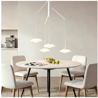 BlingBin LED Pendelleuchte Esstisch Hängelampe 3 Flammig mit Glas, elegante Sandweiß 17W, Rund-4Flammig, LED fest integriert, Höhenverstellbar Pendelleuchte- für Wohnzimmer, Esszimmer, Hotel rot