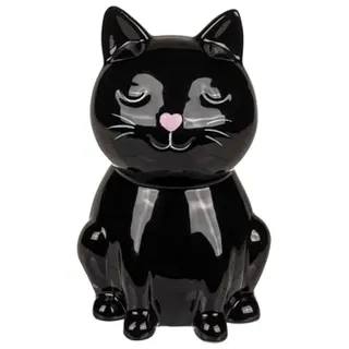 BLUECHOLON Keramik-Spardose mit Katze-Motiv, Schwarz, Erwachsene, Geschenkliebhaber, Modern-Fans