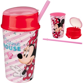 Kinder Geschirr & Zubehör verschiedene Artikel frei wählbar Disney - Minnie Mouse - 2in1: Trinkbecher mit Strohhalm + Deckel & Obstfach Disney - Minnie ..