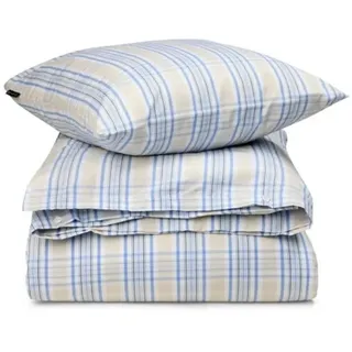 Lexington Beige/Blue Checked Cotton Poplin Bed Set, 135x200/80x80