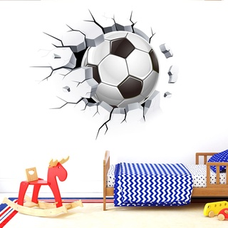 LEZED 3D Wandtattoo Fußball 40×40CM Selbstklebend Abnehmbaren Wandsticker Fussball Wasserfester Durchbruch Wandaufkleber für Kinderzimmer Junge,Breakthrough Wandtattoo für Schlafzimmer Deko Geschenk