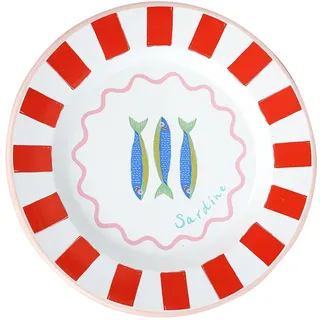 Talking Tables Handgefertigter Emaille-Essteller 25cm mit Fisch-Design – Leicht, Spülmaschinenfest, Ideal für Outdoor-Dining und Sommerpartys