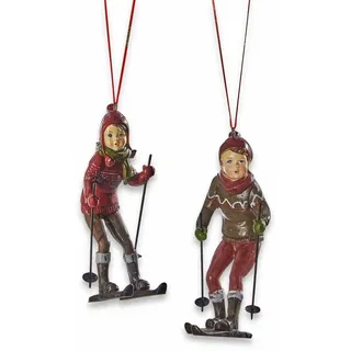 Mirabeau Christbaumschmuck Figur 2er Set Gulbin antikrot/antikbraun, none braun|rot