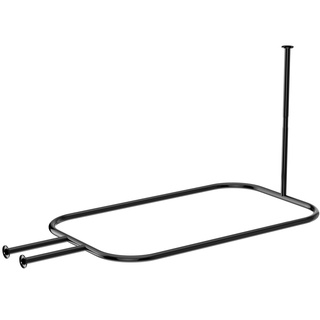 Sikaiqi Ovale Duschvorhangstange, Edelstahl, quadratische Form, 148 x 61 cm, Stange für Klauenfuß, freistehende Badewannen (schwarz)