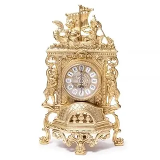 Kaminuhr MESSING TISCHUHR ANTIK BAROCK GOLD 42CM MASSIVER UHR