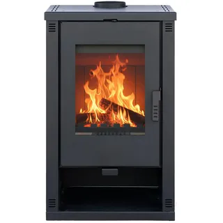 Kaminofen holzofen ALAZ K10M Schwarz 10 kW, Kamin Heizofen Dauerbrandofen Holzofen, Кaminholz Hüttenofen, Кaminfeuer, Briketts Kamin, Fireplace Wood