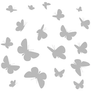 Komar Fenstersticker  (Schmetterlinge, Weiß, 31 x 31 cm, 21 -tlg.)