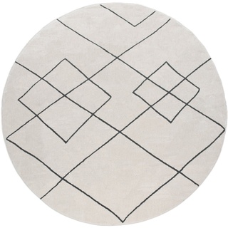 Teppich Haral 785, Paco Home, rund, Höhe: 9 mm, Kurzflor, Scandi Design, Rauten Motiv weiß Ø 160 cm x 9 mm
