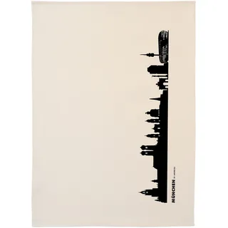 44spaces München Skyline Küchentücher Stadt Design schwarz, 50x70 cm Reine Baumwolle (Bio), Geschirrtücher für Münchner & Fans, Geschenkidee Geburtstag Grill-Saison Garten-Fest Mitbringsel