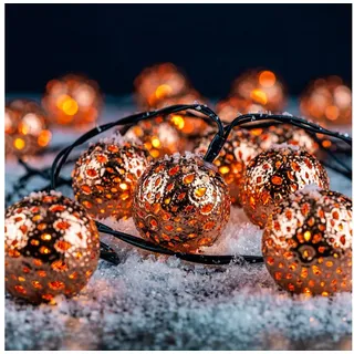 esotec Lichterkette Metall 9,5m 20 LEDs inkl. Zuleitung 2m warmweiß Braun/Orange
