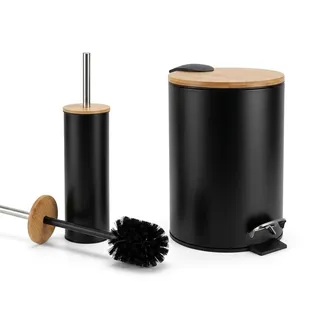LikeKa Badaccessoire-Set 2 teilig Toilettenbürste und Kosmetikeimer matt mit Absenkautomatik schwarz
