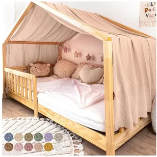 lilimaus Hausbett Himmel mit Gold Applikation [in 12 Farben] Betthimmel Hausbett aus 100% Baumwolle Musselin - Stoffhimmel für Hausbett Deko Mädchen & Jungen - Himmel für Hausbett Kinderbett Vorhang