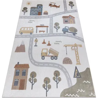 Teppich Bono 9207 Straßen, Stadt, Baustelle Creme / Hellgrau Multicolour 280x370 Cm