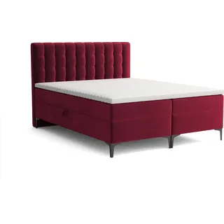Emoebel24 Boxspringbetten mit Topper und 2 Bettkasten, Polsterbett, Doppelbett 200x200 cm Bett Lunel Rotbraun