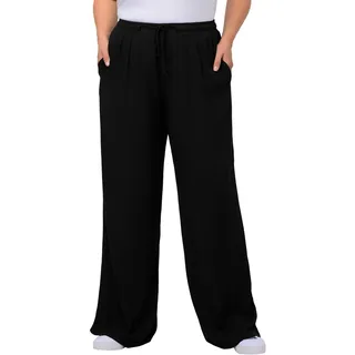 Ulla Popken Damen große Größen Übergrößen Plus Size Hose Rose, weites Bein, Elastikbund, Tunnelzug, Viskose 709944 - 62-64 Kurz