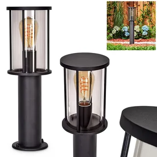 HOFSTEIN Wegeleuchte Sumalao, Außenwegeleuchte aus Metall/Glas in Schwarz/Rauchfarben, moderne Sockelleuchte für Garten, Außenbereich, Hof, Terrasse, Höhe 45 cm, E27, IP54
