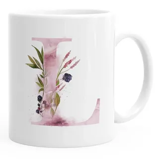 Autiga Tasse Buchstaben-Tasse "[object Object]" Tasse mit Buchstabe Alphabet Monogramm Watercolor gezeichnet Kaffeetasse Autiga®, Keramik weiß