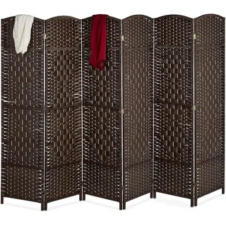 Relaxdays Paravent Raumteiler 6-teilig Braun