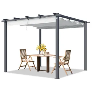 TOOLPORT Primeyard Pergola 3 x 3 m mit grauem Schiebedach Stahlrahmen