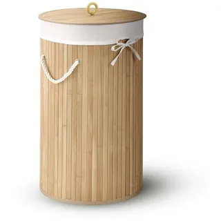 Juskys Bambus Wäschekorb Curly-Round & Natur