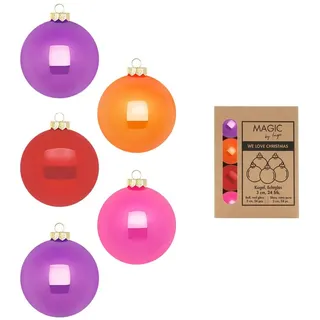 Weihnachtskugeln Glas 3cm x 24 Stück in Kartonbox Christbaumkugeln klein bunt Mix Party Time