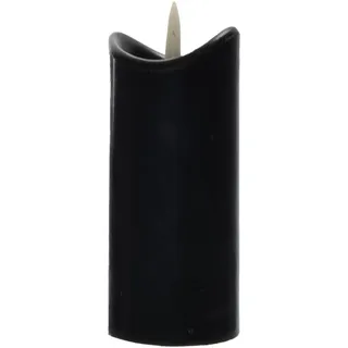 B & S LED Echtwachskerze mit Flacker Flamme 20 x Ø 7 cm mit Timer (Schwarz)