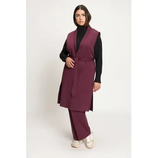 Ulla Popken Longweste Sweat-Weste Oversized Schalkragen ärmellos lila 46/48