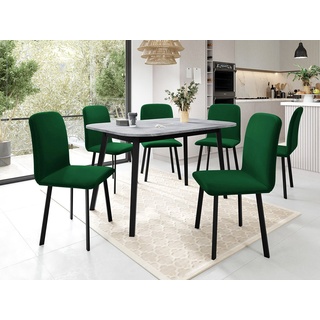 MIRJAN24 Essgruppe MB 2, (7er-Set, Tisch Deimos S + 6x Stühle Luke), Ausziehbarer grün