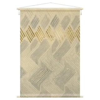 Bilderdepot24 Wandteppich modern Muster Kunst Geometrisch Orientalisch beige, rechteckig, Höhe: 2.6 mm, großes Wandbild aus Natur-Baumwolle Wandbehang Stoffbild Tuch Wollseil beige 90 cm x 135 cm x 2.6 mm