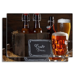 Wallario Frühstücksbrett Biervarianten - Pils im Glas Flaschenbier Schild Craft Beer, ESG-Sicherheitsglas, (inkl. rutschfester Gummifüße 4mm, 2-St), 20x30cm braun 30 cm x 20 cm