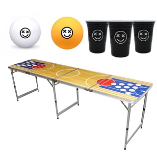 PerfectVibe Basketball Bier-Pong-Tisch + 20 PerfectVibe Bier-Pong-Becher Schwarz + 8 Bälle