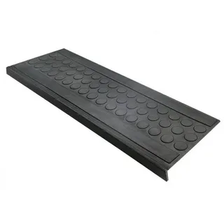 Kubus Stufenmatte Circle, Treppenschutz, Stufenschutz,25x75 cm, Schwarz, rechteckig, aus Gummi schwarz
