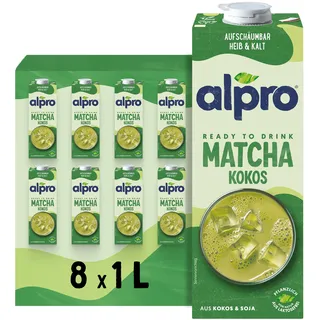 Alpro Matcha Kokos – 8x1L – Vegan – Trinkfertig – Aufschäumbar