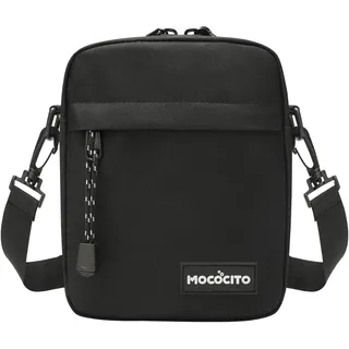 MOCOCITO Umhängetasche, Schultertasche für Herren, Kuriertasche aus Nylon, Messenger Bag für Tägliches Leben Reise(Schwarz) - 18.5 x 14.5 x 5 cm