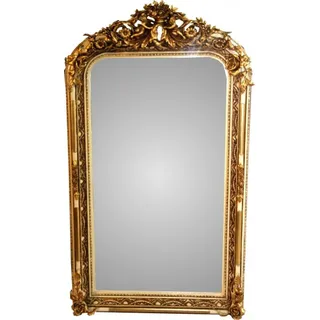 Casa Padrino Barock Wandspiegel Altweiß / Gold Antik-Look H 159 cm x B 89 cm - Edel & Prunkvoll Spiegel