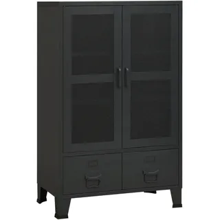 vidaXL Lagerschrank Industrie-Stil Sideboard Kommode Anrichte Metallschrank Schrank Beistellschrank Bücherschrank Schwarz 70x40x115cm Metall