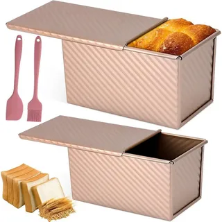 FELIXLEO Brotbackform 2x Toastbrot Backform Set mit Deckel Silikonspatel Antihaft Roségold., (1-tlg)