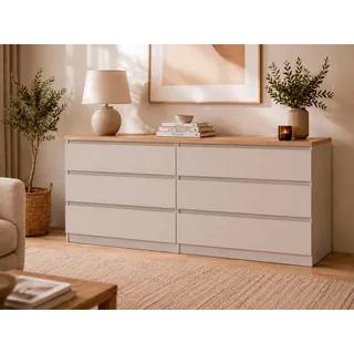 Home affaire Kommode Naia, 6 Schubladen im skandinavischen Design, Breite 158 cm, Viel Stauraum mit griffloser Front, in mehreren Farben braun