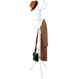 Harbour Housewares 1x Weiß Freistehend Garderobenständer aus Stahl - Mehrfachhaken Flur Saal Hut Tasche Jacke Aufhänger Lagerung Baum Ständer Einheit