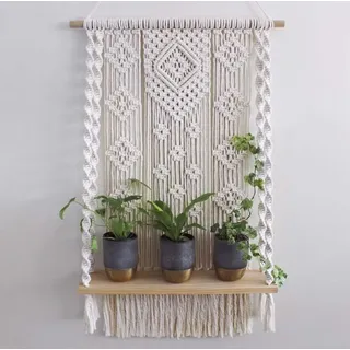 Türvorhang, Blumentopf-dekoration Für Zuhause, Handgefertigtes Wandbehangregal Aus Baumwolle Und Makramee, 44 X 70 Cm