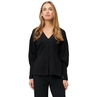Sweatjacke ZERO "Damen mit Knopfleiste", Jungen, Gr. 38, schwarz beauty, Sweatware, Obermaterial: 49% Polyester, 5% Elasthan, 46% Viskose. Füllung:, unifarben, figurumspielend lang, V-Ausschnitt, weit Bündchen krempelbar, Sweatjacken Sweatjacke, Knopfleiste