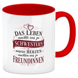 Kaffeebecher in rot Schwestern Freundinnen - Schwesternspruch Mit Spruch: Das
